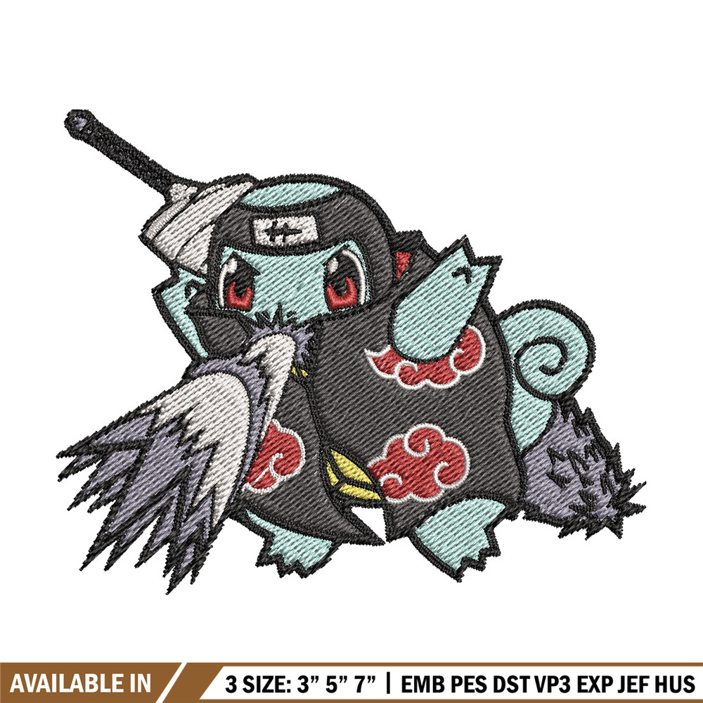 Squirtle kisame embroidery design, Pokemon embroidery, Anime design, Embroidery file, Digital download, Embroidery shirt.jpg