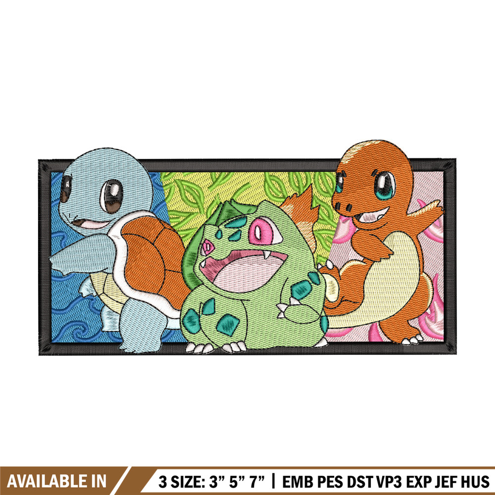 Starter Gen 1 embroidery design, Pokemon embroidery, Anime design, Embroidery shirt, Embroidery file, Digital download.jpg