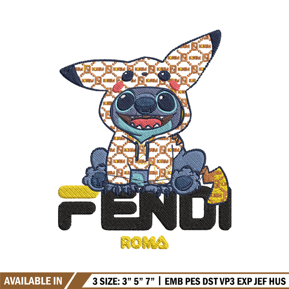 Stitch And Pikachu Fendi Embroidery design, cartoon Embroidery, cartoon design, Embroidery File, Instant download..jpg