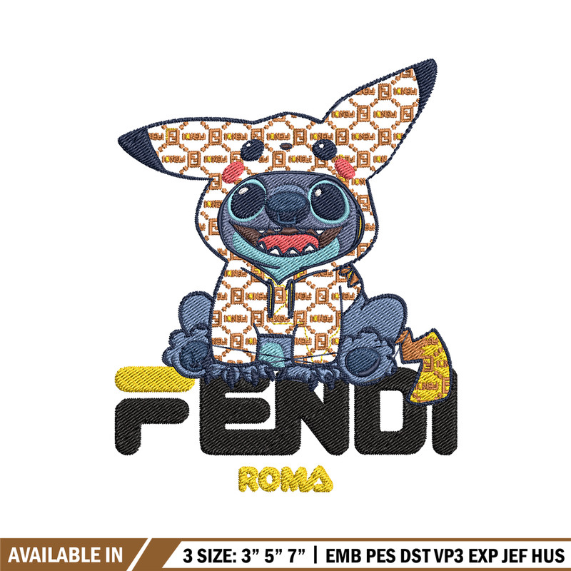 Stitch And Pikachu Fendi Embroidery design, cartoon Embroidery, cartoon design, Embroidery File, Instant download..jpg