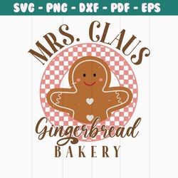 mrs claus gingerbread bakery retro christmas svg cricut file