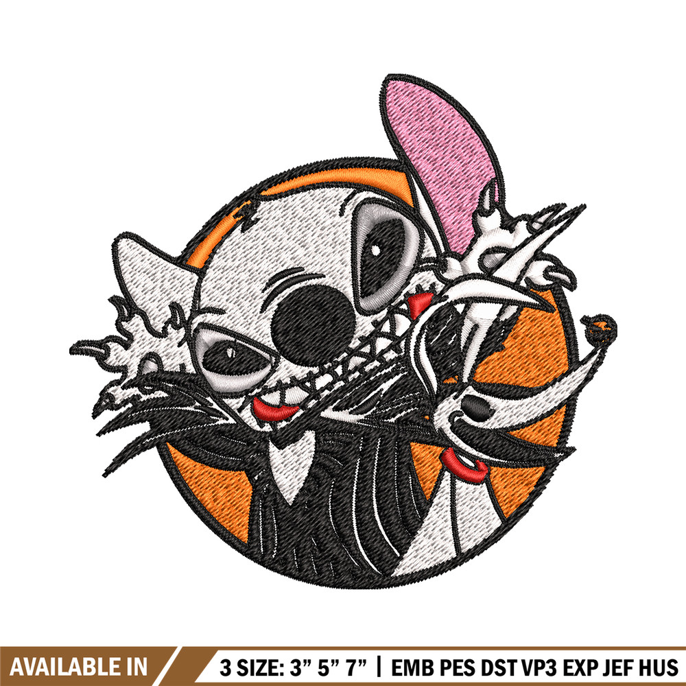Stitch Jack Skellington Embroidery design,  Halloween Embroidery, Embroidery File, cartoon design, Digital download..jpg