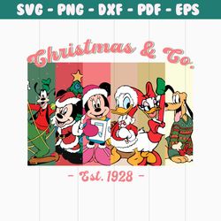 vintage christmas and co est 1928 mickey and friend svg