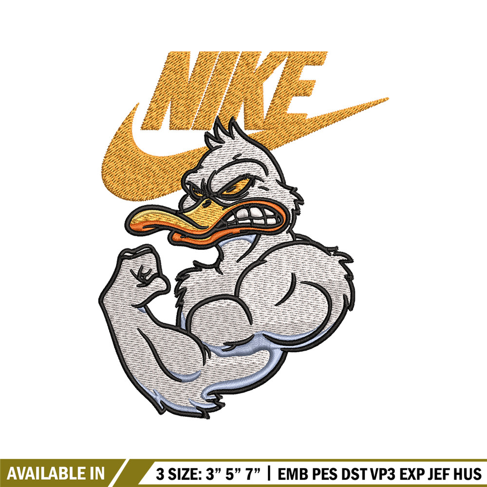 Strong Duck Stock Illustration Nike Embroidery design, cartoon Embroidery, Nike design, logo shirt, Instant download..jpg