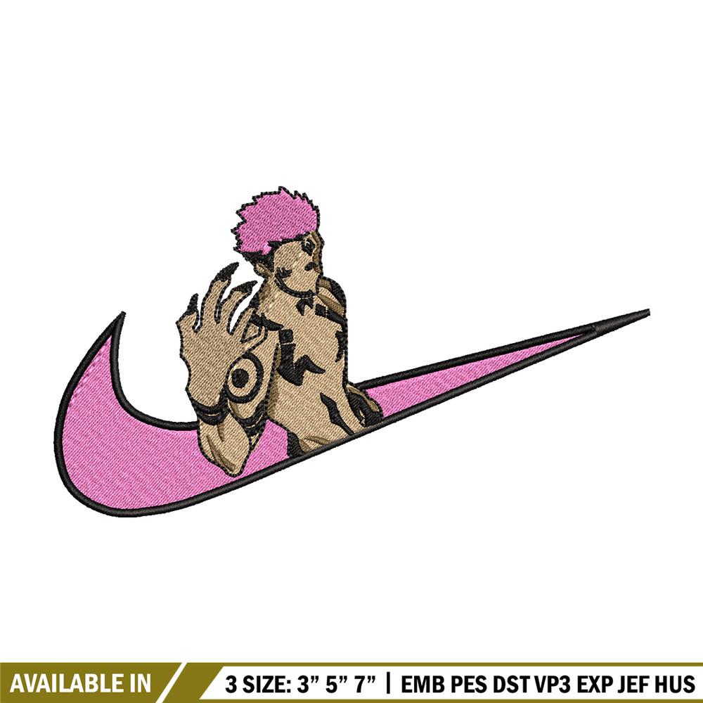 Sukuna Nike embroidery design, Jujutsu kaisen embroidery, Nike design, anime design, anime shirt, Digital download.jpg