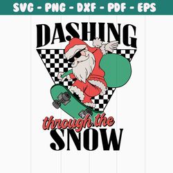 retro christmas dashing through the snow svg cricut file