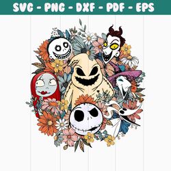 nightmare before christmas floral jack skellington png file