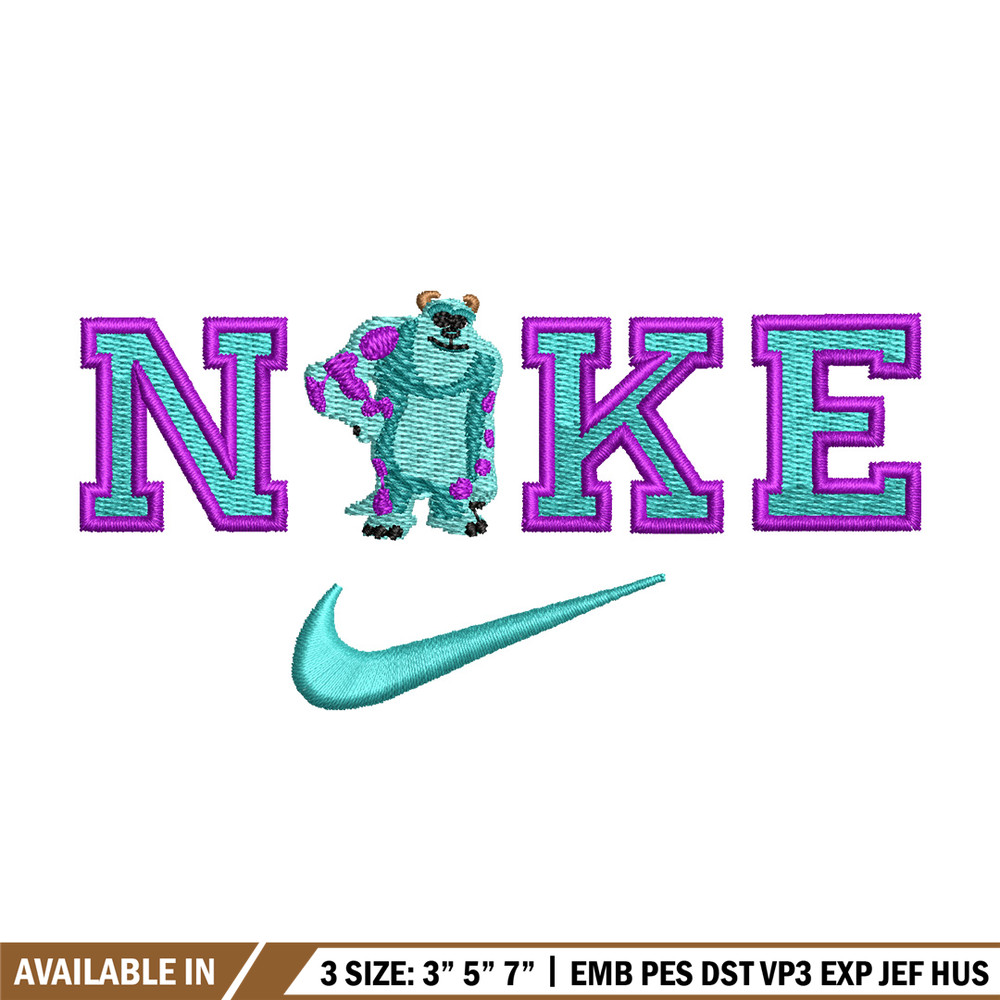 Sullivan nike embroidery design, Disney embroidery, Nike design, Embroidery shirt, Embroidery file, Digital download.jpg