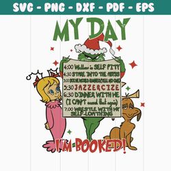 retro christmas grinch my day im booked svg download