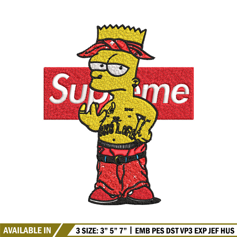 Supreme Simpson Embroidery design, Simpson Embroidery, cartoon design, Embroidery File, cartoon shirt, Digital download..jpg