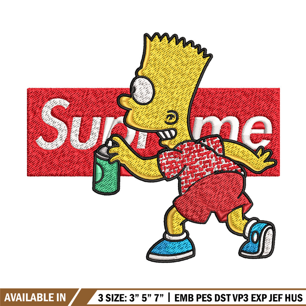 Supreme Simpson Embroidery design, Simpson cartoon Embroidery, cartoon design, Embroidery File, Digital download..jpg