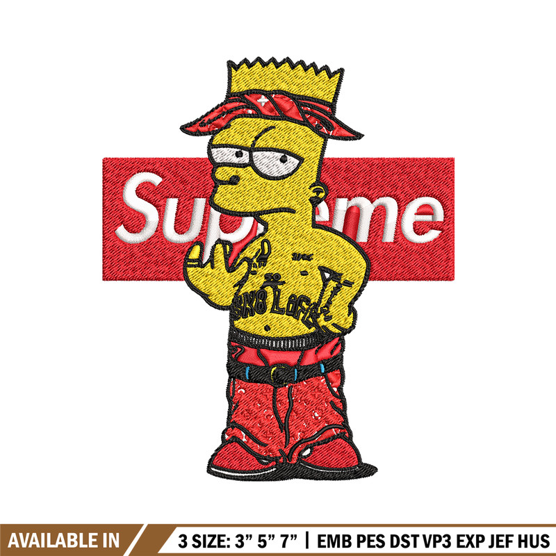 Supreme Simpson Embroidery design, Simpson Embroidery, cartoon design, Embroidery File, cartoon shirt, Digital download..jpg