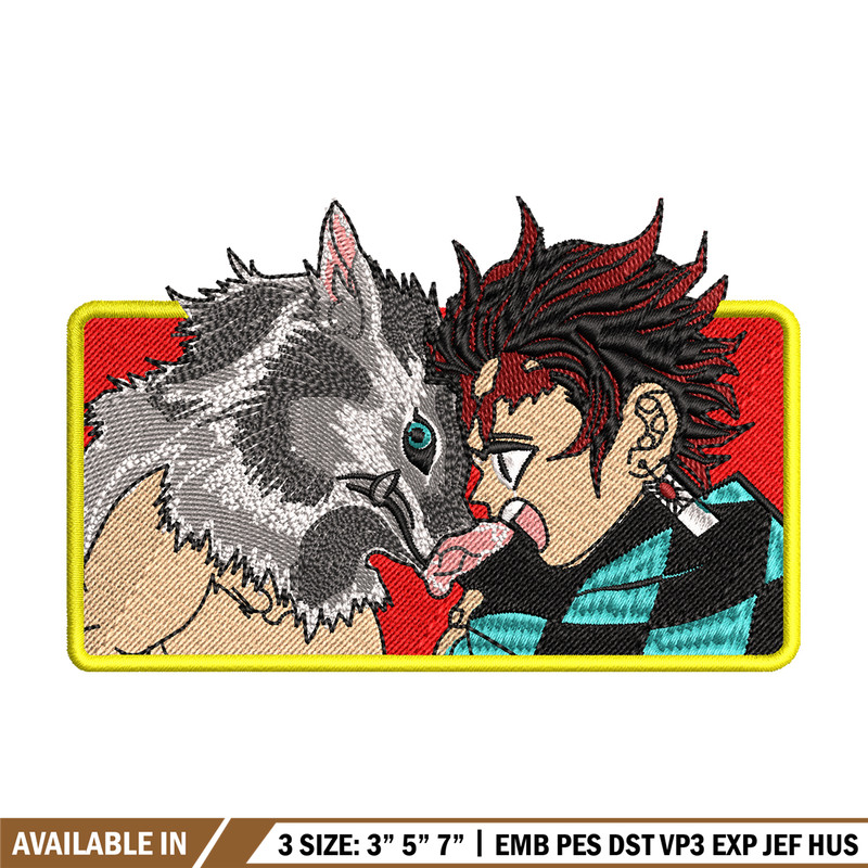 Tanjiro and Inosuke embroidery design, Kimetsu no Yaiba embroidery, anime design, anime shirt, Digital download.jpg