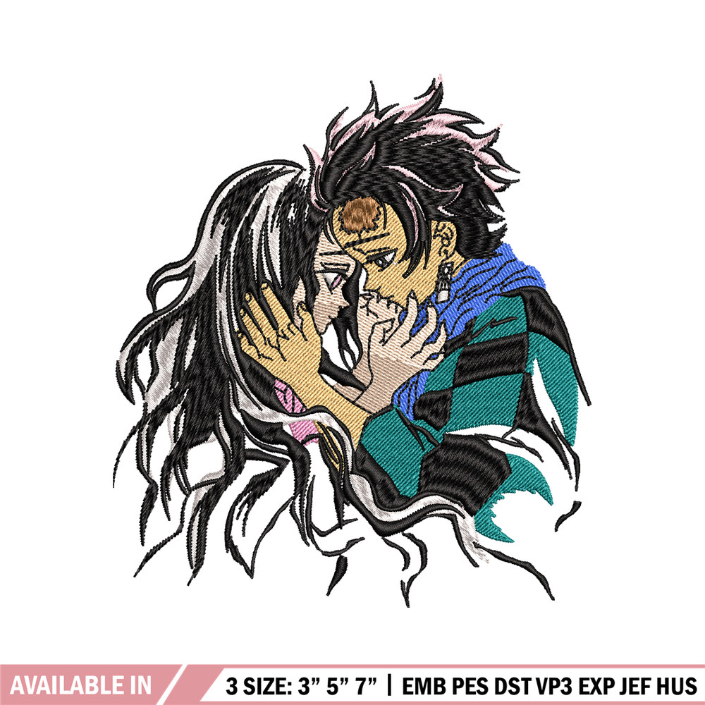 Tanjiro and Nezuko kamado embroidery design, Kimetsu no Yaiba embroidery, anime design, anime shirt, Digital download.jpg