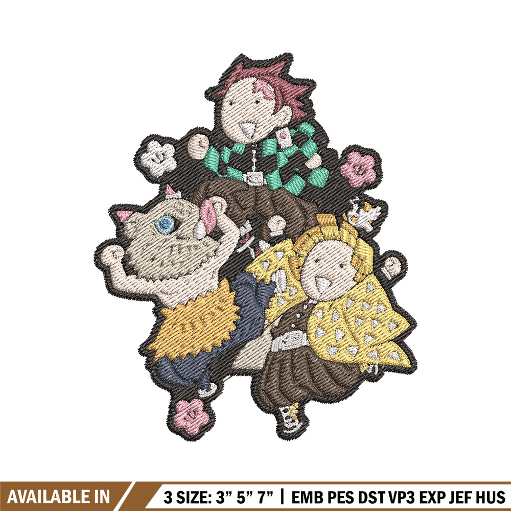 Tanjiro friends embroidery design, Tanjiro embroidery, Embroidery shirt, Embroidery file, Anime design, Digital download.jpg