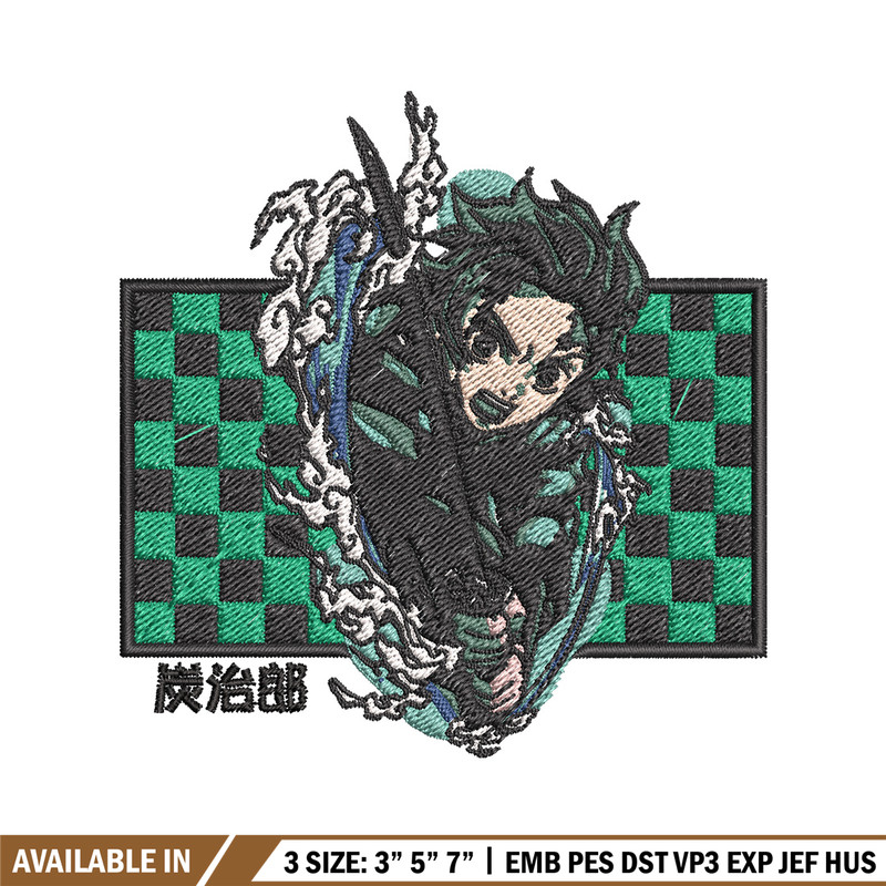 Tanjiro green embroidery design, Tanjiro embroidery, Embroidery shirt, Embroidery file, Anime design, Digital download.jpg