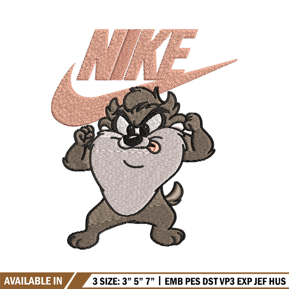 Tasmanian Devil Nike Embroidery design, cartoon Embroidery, Nike design, Embroidery file, Instant download..jpg