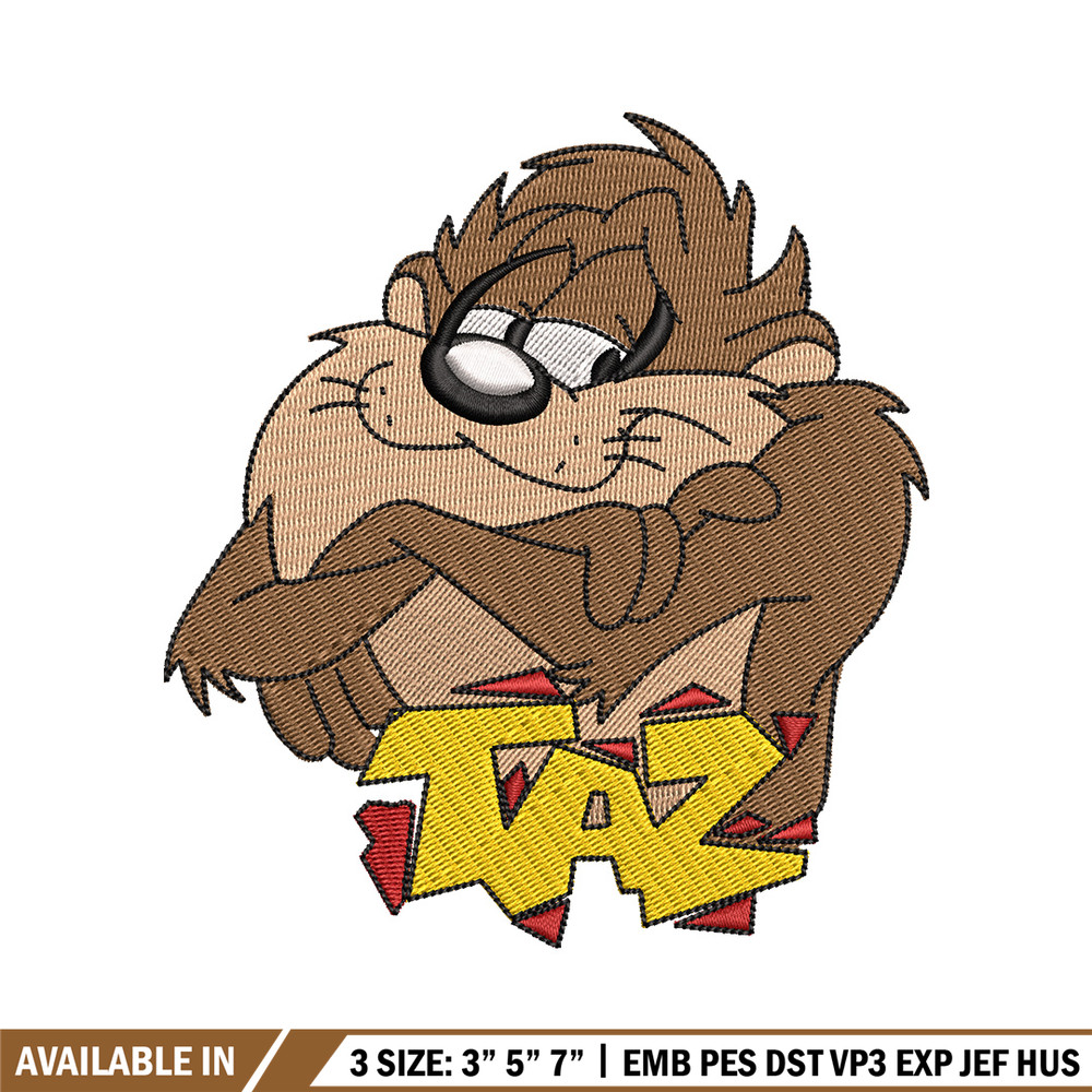Taz embroidery design, Taz embroidery, Emb design, Embroidery shirt, Embroidery file, Digital download.jpg