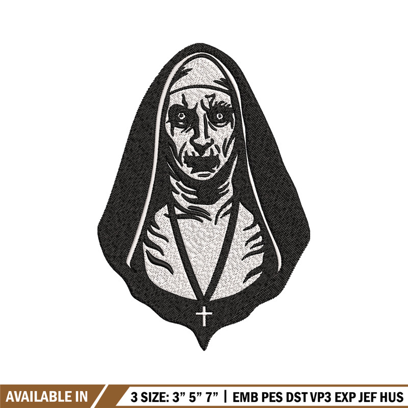 The Nun Embroidery design, The Nun logo Embroidery, Horror design, Embroidery File, logo shirt, Digital download..jpg