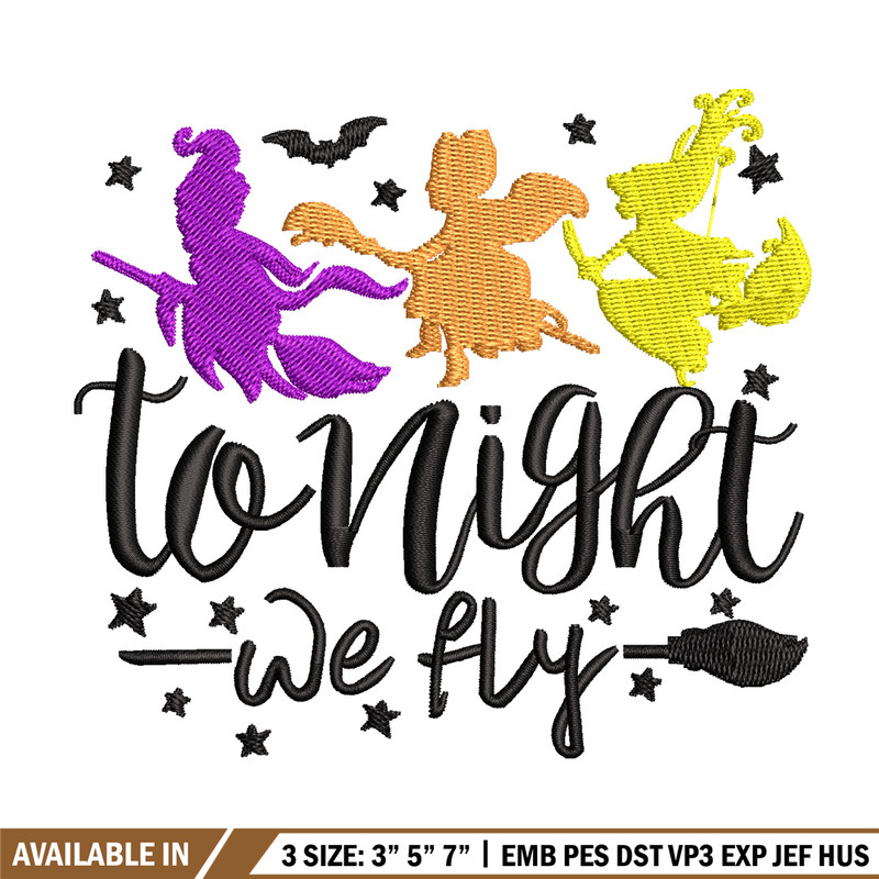 To night we fly embroidery design, Halloween embroidery, Emb design, Embroidery shirt, Embroidery file, Digital download.jpg