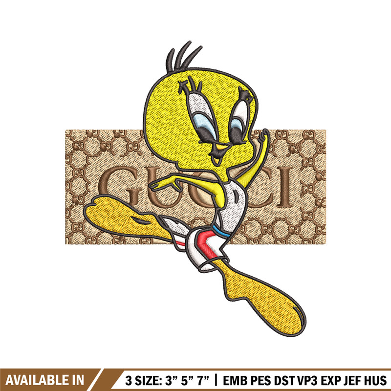 Tweety Gucci Embroidery design, Tweety Gucci cartoon Embroidery, cartoon design, Embroidery File, Digital download..jpg