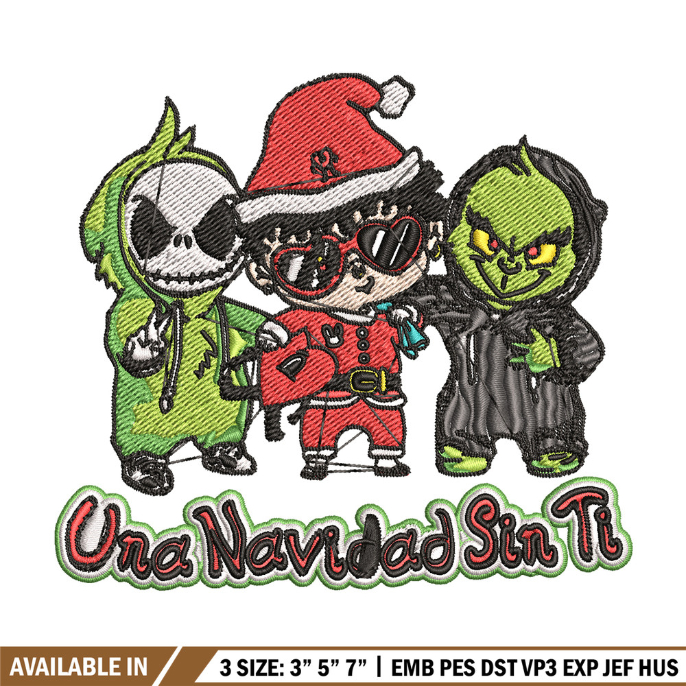 Una Navidad Sin Ti Grinch Embroidery design, Grinch christmas Embroidery, logo design, Embroidery File, Instant download.jpg