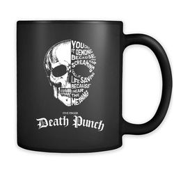 you call it demonic because you hear screaming, five finger death punch, skull design &8211 full-wrap coffee black mug