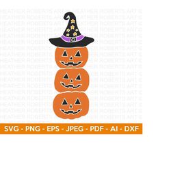 pumpkins with witch hat svg, halloween svg, witch svg, witch shirt svg, halloween costume svg, pumpkin svg, spooky svg,