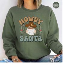 merry christmas gifts, santa claus long sleeve t shirt, christmas crewneck sweatshirt, western hoodies, cowboy graphic t