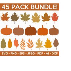 pumpkin and fall leaves svg bundle, fall cliparts svg bundle, maple leaf svg, autumn svg, fall leaf svg,autumn bundle s
