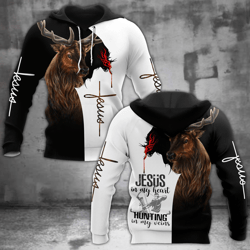 Jesus In My Heart Hunting In My Veins 3D All Over Print, Unisex 3D Hoodie T Shirt Plus Size S-5Xl