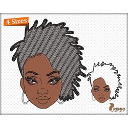 Afro Woman Applique Machine Embroidery Design, Black Girl Hair Applique Embroidery Design, African American Embroidery A