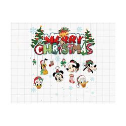 mouse and friends surprise christmas png, merry christmas png, family vacation christmas png, xmas png, santa hat png, family christmas png