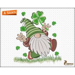 st. patrick's gnome embroidery designs, irish lucky gnome embroidery design patterns, st. patrick's gnome machine embroi