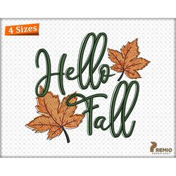 hello fall embroidery design, halloween, fall saying, hello autumn, fall leaves machine embroidery files, thanksgiving e