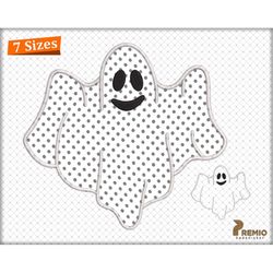 Spooky Ghost Embroidery Applique Designs, Halloween Digitizing Embroidery Design, Spooky Season Ghost Face Applique Mach