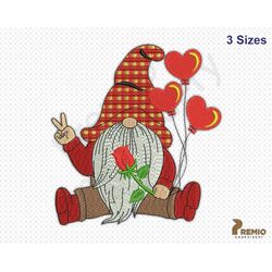 Valentine Gnome Embroidery Design, Gnome Valentine Embroidery Designs, Valentines Gnome Embroidery design, Valentine Gno