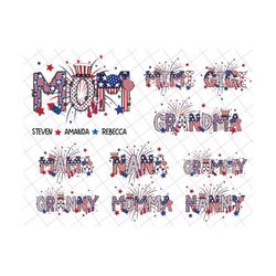 Bundle Personalized Mom With Kids Names Png, 4th Of July Mama Png, Stars And Stripes, 4th Of July Grandma, Independence Day,American Freedom