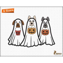 Dog Ghost Embroidery Design, Ghost Dog Applique Embroidery Design, Halloween Trick or Treat Dog, Halloween Applique Mach