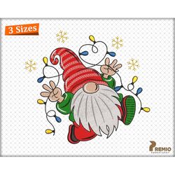 christmas gnome embroidery design, christmas gnome machine embroidery design, holiday gnome embroidery pattern - gnome i