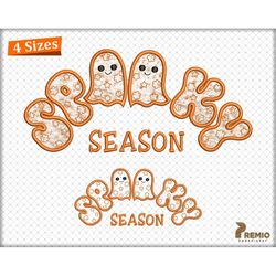 Spooky Season Applique Embroidery Design, Spooky Season Machine Embroidery Files, Retro Halloween Embroidery Design, Fal