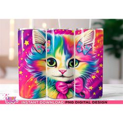 Kitten Cat 20 oz Skinny Tumbler Sublimation Design Digital Download PNG Instant, Kitten tumbler, Cat Lover, Cat Tumbler Wrap, Kids design