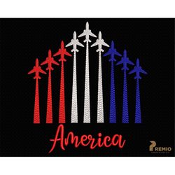 american flag machine embroidery design, usa flag air force flyover red white blue embroidery, patriot 4th july usa flag
