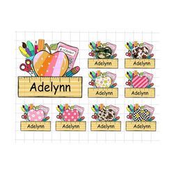 bundle custom name back to school png, first day of school png, teacher life, education png, teacher gift, 1st day of school, school vibes