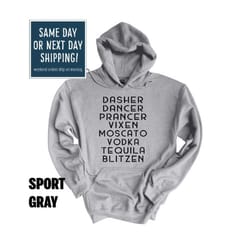 dasher dancer prancer vixen moscato vodka tequila blitzen hoodie, personalized christmas gift, christmas party shirt, ch