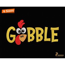 Gobble Embroidery Design, Gobble Till You Wobble Embroidery Files, Thanksgiving Embroidery Design, Coolest Turkey in Tow