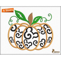Pumpkin Embroidery Design, Fall Pumpkin Machine Embroidery Files, Halloween Pumpkin Applique Embroidery Design -  Sketch