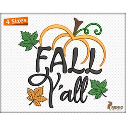 happy fall y'all embroidery design, its fall yall pumpkin machine embroidery design file, autumn hello fall embroidery p