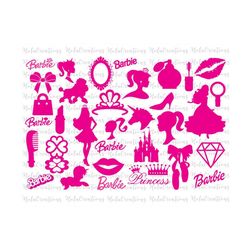 princess silhouette, pink doll svg, girl svg, sticker clipart, svg files for cricut , svg - png decal, lets go party svg, barb svg bundle,