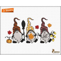 halloween gnome embroidery design, pumpkin gnome embroidery designs, fall autumn gnome machine embroidery design - digit
